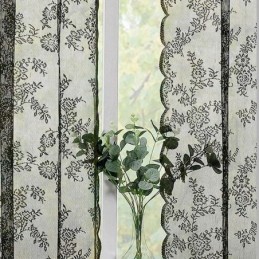 リビングルーム用の花柄ブラックシアーレースカーテン