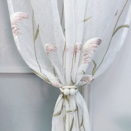 モダンな刺繍入りチュールカーテン リードシアーボイル リビングルーム 寝室