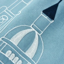北欧風の城刺繍入り窓用カーテン（リビングルーム・寝室用）