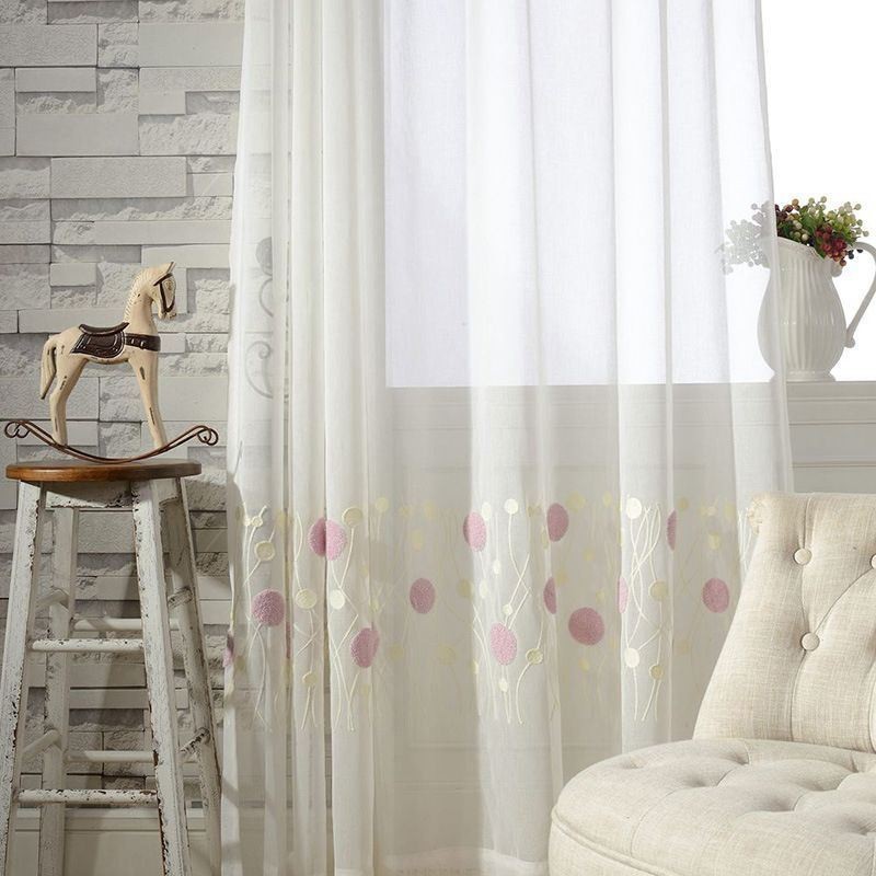 刺繍入りチュールカーテン オーダーメイドカーテン モダンなボイルガーゼカーテン リビングルーム 寝室用