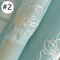 刺繍入り花柄シアーボイルカーテン リビングルーム用装飾チュール