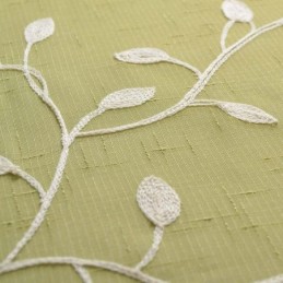 田舎風シアーカーテン オーダーメイドカーテン 通気性のある葉の刺繍 リビングルーム