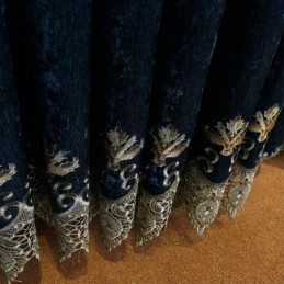 シェニールカーテン オーダーメイドカーテン 刺繍入り 花模様