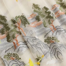 高級シアーカーテン オーダーメイドカーテン 刺繍入りマウンテンチュール リビングルーム 寝室用