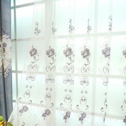 リビングルームと寝室に最適な、モダンな花柄シアーチュールカーテン