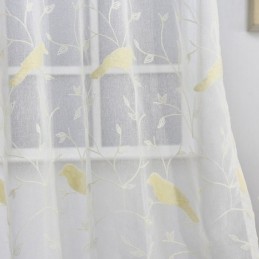刺繍入りチュールシアーカーテン。オーダーメイドカーテン。鳥のデザインカーテン。リビングルーム・寝室用。