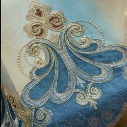 高級シアーカーテン 花柄刺繍入りセミボイルカーテン 寝室用オーダーメイドカーテン
