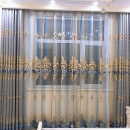 ヨーロッパの刺繍カーテン窓スクリーンチュールリビングルームベッドルームヴィラ