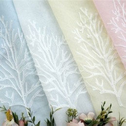 装飾窓スクリーン植物プリント刺繍シアーカーテンリビングルーム用オーダーメイドカーテン