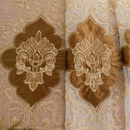 ヨーロッパのオーダーメイドカーテン 刺繍入りシアーウィンドウスクリーン リビングルーム 寝室用