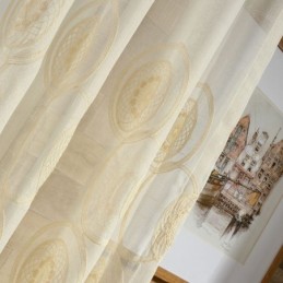 リビングルームや寝室に最適な円形刺繍シアーカーテン