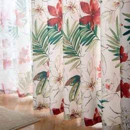 カーテン アメリカンスタイル 植物プリント