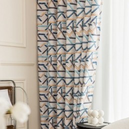 遮光カーテン 幾何学模様プリント 北欧風 スノーニール