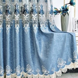 半遮光カーテン オーダーメイドカーテン ヨーロッパの花刺繍 リビングルーム 寝室用