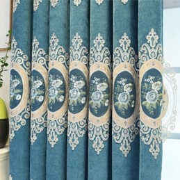 シェニール刺繍カーテン ヨーロピアンスタイル 花柄 リビングルーム 寝室用