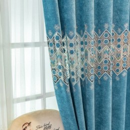 遮光カーテン オーダーメイドカーテン 幾何学模様刺繍 北欧スタイル リビングルーム 寝室用
