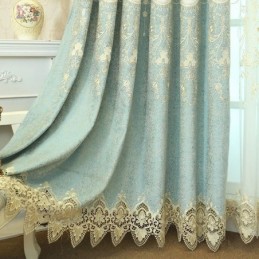 シェニール刺繍カーテン オーダーメイドカーテン ヨーロピアンスタイル 花柄 リビングルーム 寝室用
