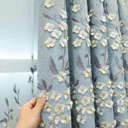 遮光カーテン オーダーメイドカーテン 北欧風 植物刺繍 リビングルーム 寝室用
