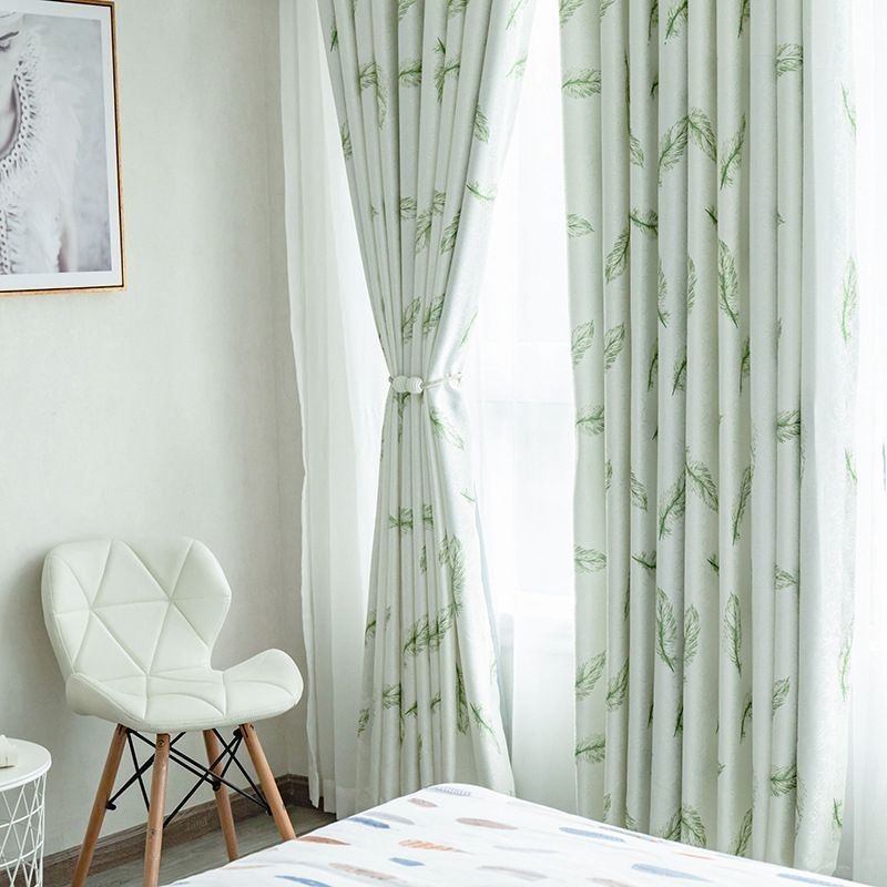 遮光カーテン 北欧風 羽根柄 リビングルーム 寝室用