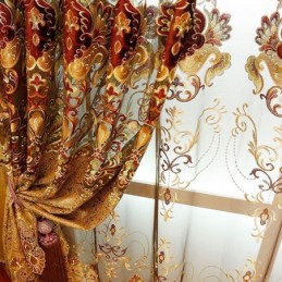 リビングルーム、寝室に最適なヨーロッパ刺繍カーテン