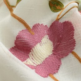 モダンミニマリストボイルカーテンオーダーメイドカーテンパネルリネンウィンドウシアーピンクリーフ刺繍1枚