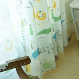 モダンな半遮光カーテン オーダーメイドカーテン 動物柄プリント 子供部屋用