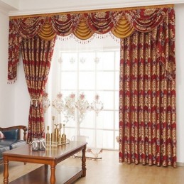 ヨーロッパスタイルの明るい高級リビングルームシェニール刺繍カーテンオーダーメイドカーテン